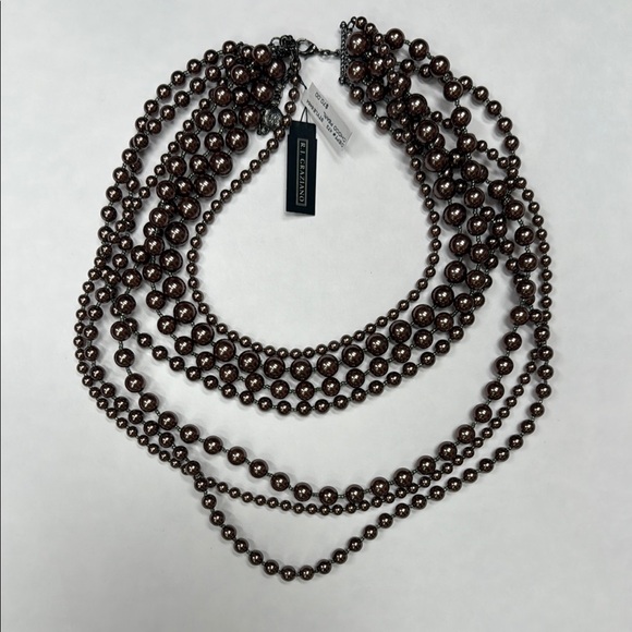Elegant Brown Layered Beaded Necklace NWT - Picture 3 of 4